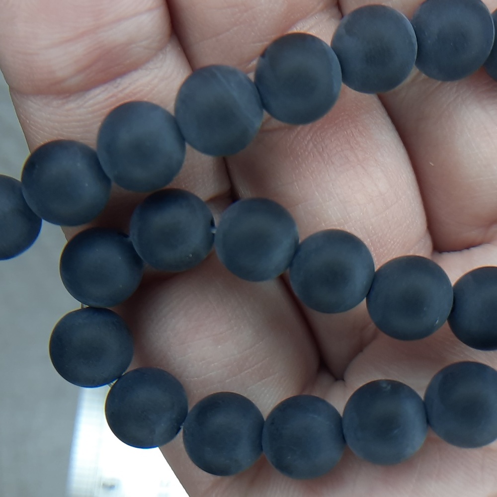 #7 -8mm Matte Onyx 8in Strand - Picture 2 of 3